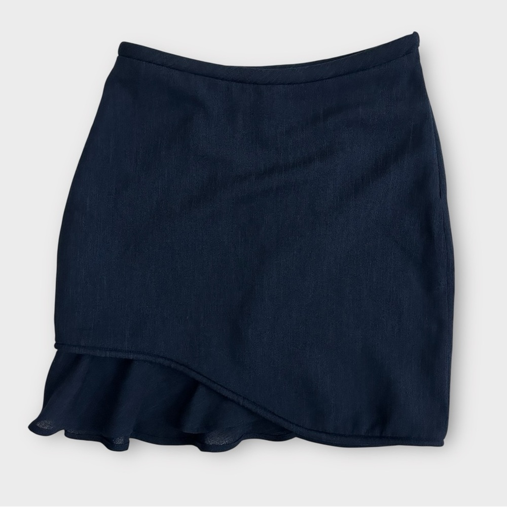 Mybestfriends Asymmetrical‎ Ruffle Hem Short Skirt Size Small Navy Blue NWT